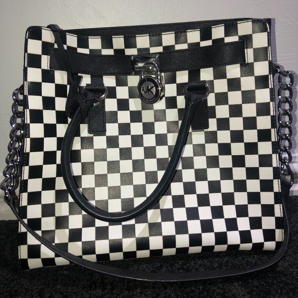 Michael Kors Black and White Check Purse